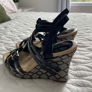 Black patent sandals